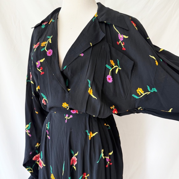 1980s Norma Kamali Floral Dress Size 4 - Picture 3 of 8